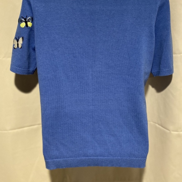 Vintage Womens Blue Sequin Butterflies Sweater Coquette Y2K Swiftie Size PM - Picture 5 of 7